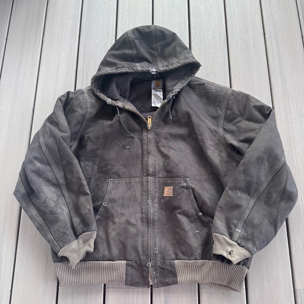 Carhartt J130 FRB‎ Men’s Hooded Quilt Lined Zip Up Workwear Jacket Size XL